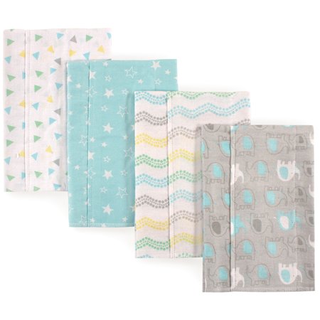 Luvable Friends Basics Baby Boy and Girl Flannel Burp Cloth, 4-Pack - (Best Baby Burp Cloths)