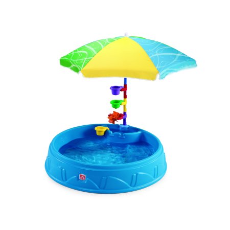 Step2 Play & Shade Kiddie Swimming Pool, Durable Poly-Plastic, Includes Umbrella and