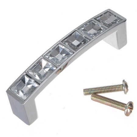 The Glass Cupboard Meigar Diamond Square Cabinet Drawer Crystal Glass Handle Knobs Pull Drawer Cupboard Wardrobe Square ,Silver-64mm color ()