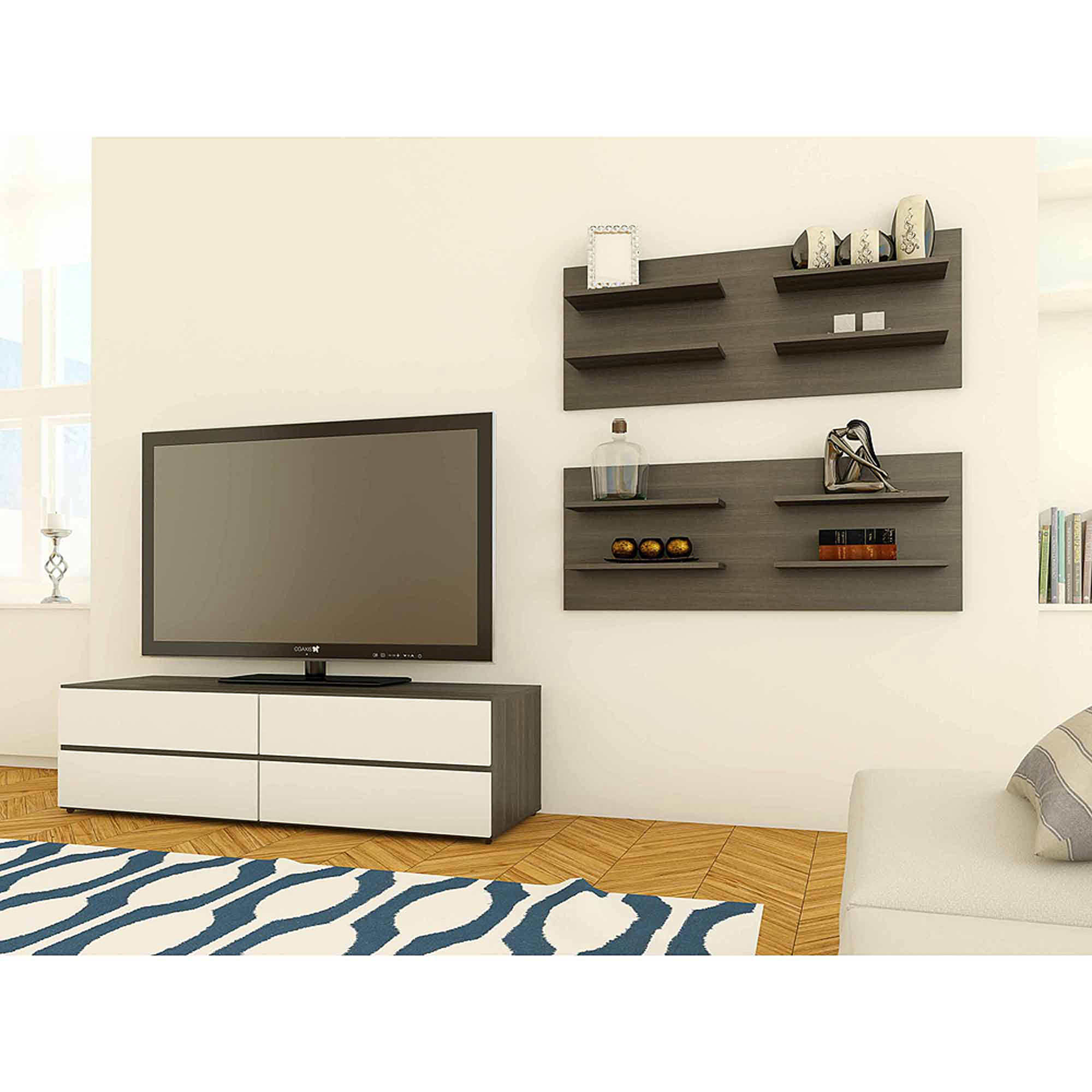 Nexera Allure TV Stand for TVs up to 60'', White/Ebony