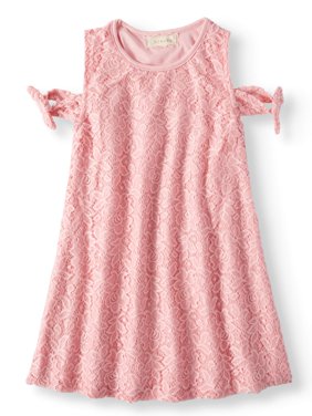 Tied Cold Shoulder Lace Swing Dress (Little Girls & Big Girls)