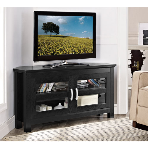 Walker Edison Black Corner TV Stand for TVs up to 48'', Multiple Colors