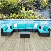 Outdoor Wicker Furniture Kinbor 7pcs Outdoor Patio Furniture Sectional Pe Wicker Rattan Sofa Set