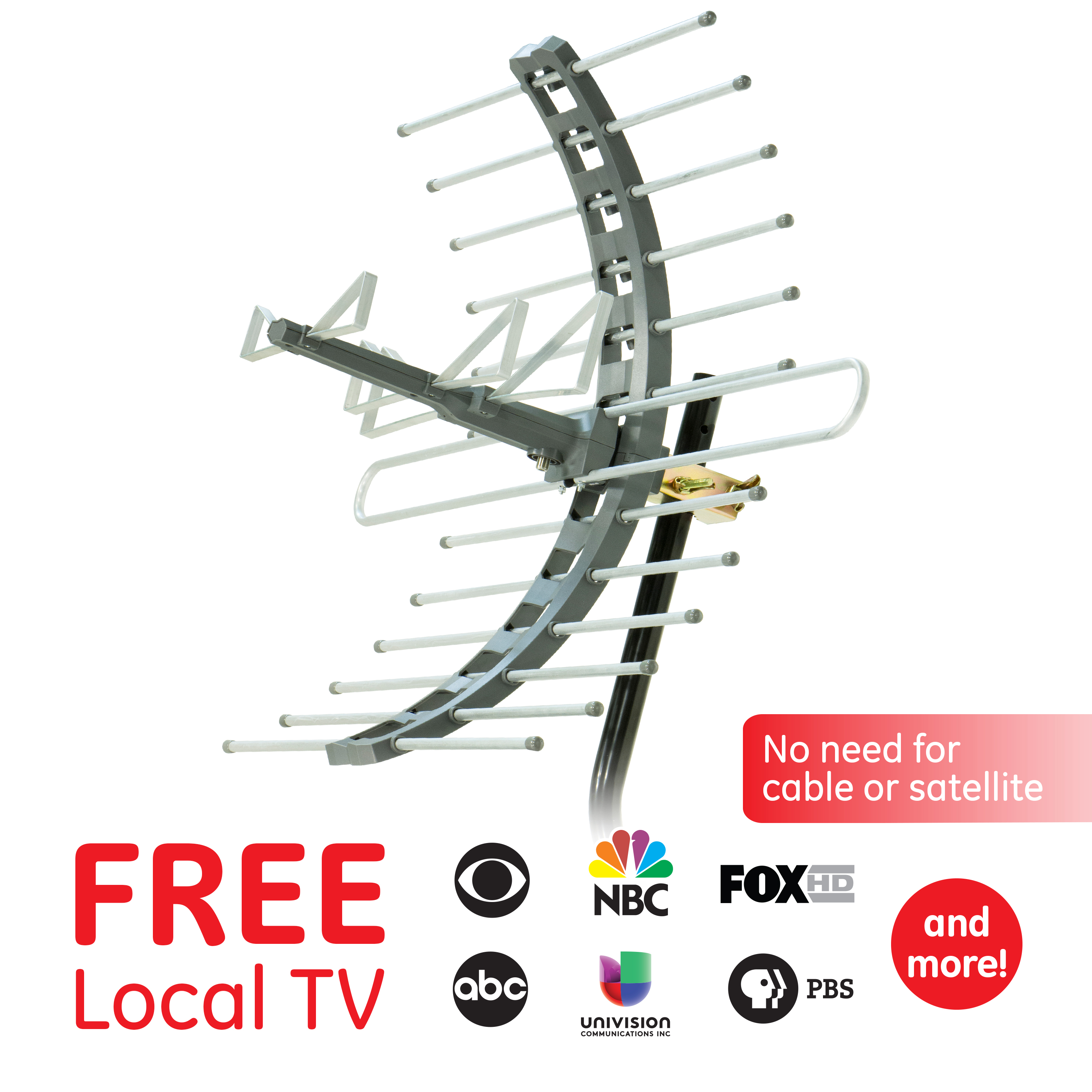 70 Mile Long Range HDTV ™ GE 35688 Pro Outdoor Yagi TV Antenna with Mount