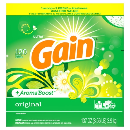 Gain Powder Laundry Detergent for Regular and HE Washers, Original Scent, 137 ounces 120