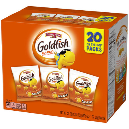 Pepperidge Farm Goldfish Cheddar Crackers, 20 oz. Multi-pack Box, 20-count 1 oz. Single-Serve Snack