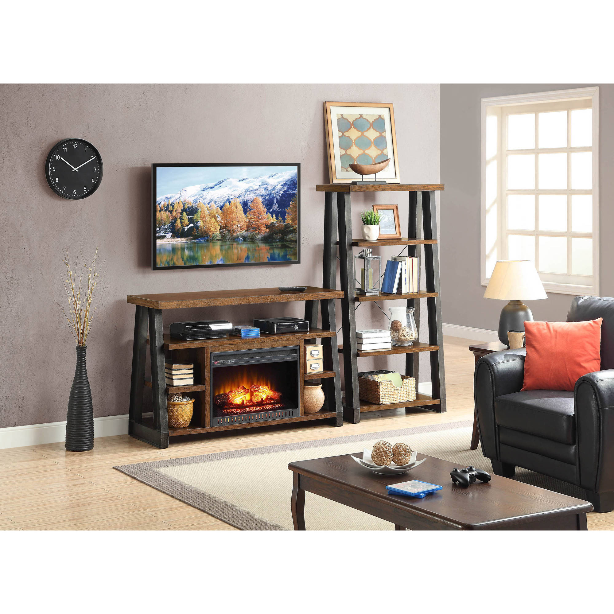 Whalen Industria Media Fireplace, Brown