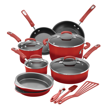 Rachael Ray 15 Piece Hard Enamel Aluminum Nonstick Cookware (Best Deviled Eggs Rachael Ray)