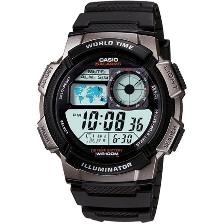 Men's Digital Sport Watch With Time Zone Display, Resin