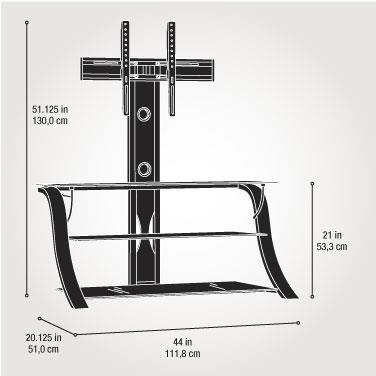 Sauder Studio Black Edge Panel TV Stand with Mount for TVs up to 50''