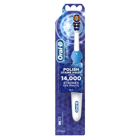 Oral-B 3D White Battery Power Electric Toothbrush, 1 Count, Colors May (Best Electric Toothbrush For Dentures)