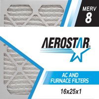 16x25x1 AC and Furnace Air Filter by Aerostar, Model: 16X25X1 M08 - MERV 8, Box of 6