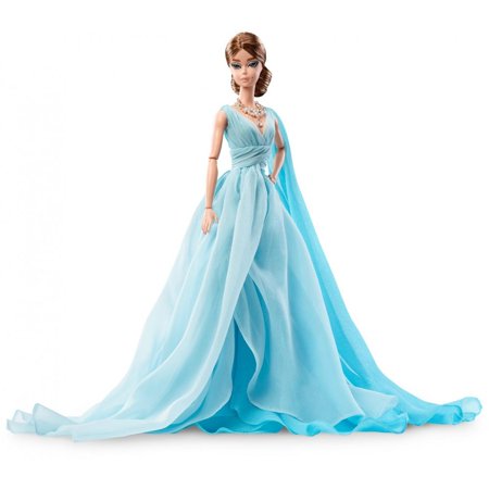 - Barbie Fashion Model Collection Blue Chiffon Ball Gown Barbie Doll