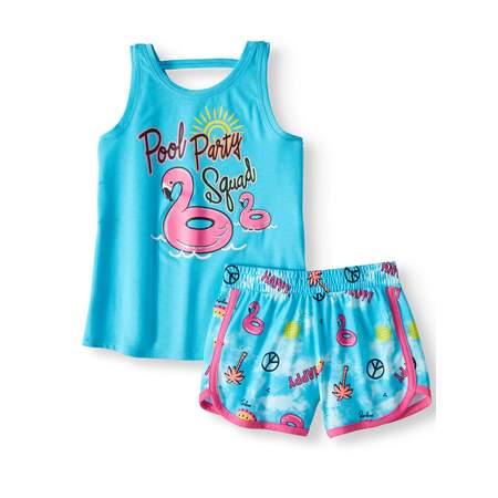 Graphic Tank Top & Short, 2-Piece Outfit Set (Little Girls & Big (Best Clothes For Short Girl)