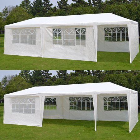 New England Patriots Canopy Zeny 10'x 30' White Gazebo Wedding Party Tent Canopy With 6 Windows & 2 Sidewalls-8 ()