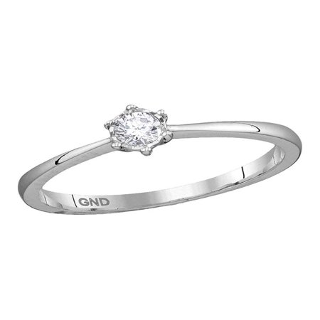 - 10kt White Gold Womens Round Diamond Solitaire Bridal Wedding Engagement Ring 1/8 Cttw Diamond Fine Jewelry Ideal Gifts For Women Gift Set From Heart