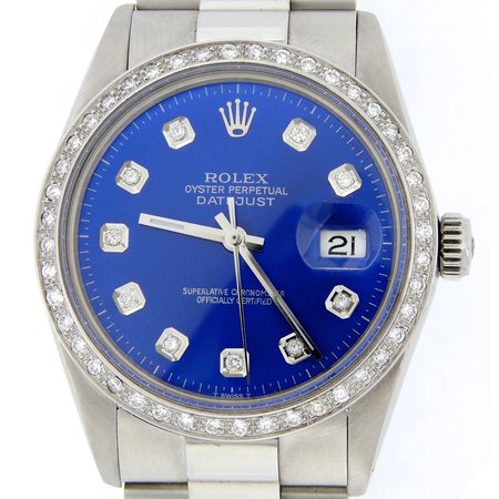 Pre-Owned Mens Rolex Stainless Steel Datejust Blue Diamond (SKU (Best Rolex To Own)