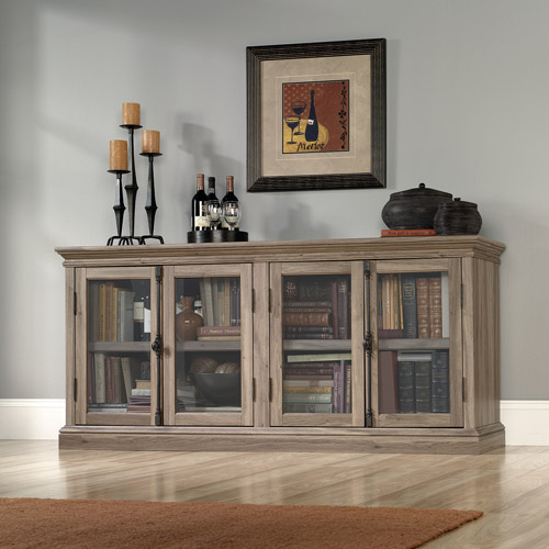 Sauder Barrister Lane Credenza, for TVs up to 80'', Salt Oak