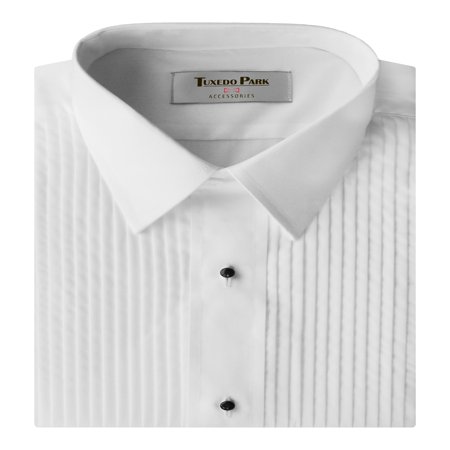 White Laydown Tuxedo Shirt - Tuxedo Shirt- White Laydown Collar 1/4 Pleat Shirt