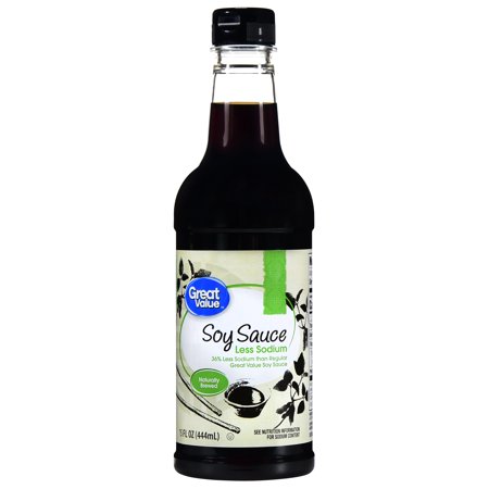 (4 Pack) Great Value Less Sodium Soy Sauce, 15 fl