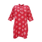 Mogul Indian Ethnic Tunic Kurta Floral Print Red Women Blouse Kurti M