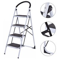 Costway 4 Step Ladder Folding Stool Heavy Duty 330Lbs Capacity Industrial Lightweight