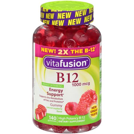 Vitafusion Adult Vitamin B12 Gummies, Raspberry, 1000 Mcg, 140 Ct ...