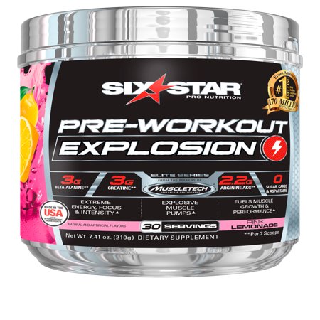 Six Star Pro Nutrition Pre Workout Explosion Powder, Pink Lemonade, 30 (Best Organic Pre Workout)