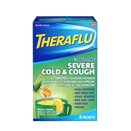 Theraflu Nighttime Severe Cold & Cough Honey Lemon Infused ...