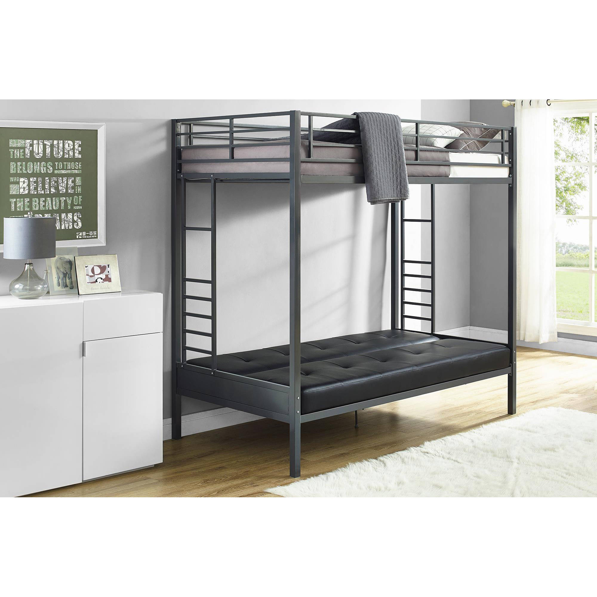 Jasper Twin Futon Bunk, Gunmetal Gray