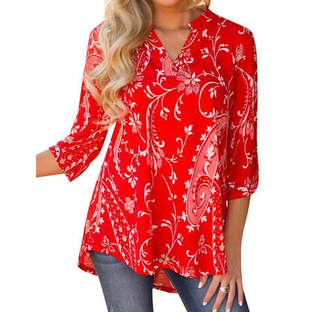 Nlife Women Bohemian 3/4 Sleeve V Neck Floral Print (Best Websites To Shop For Womens Clothes)