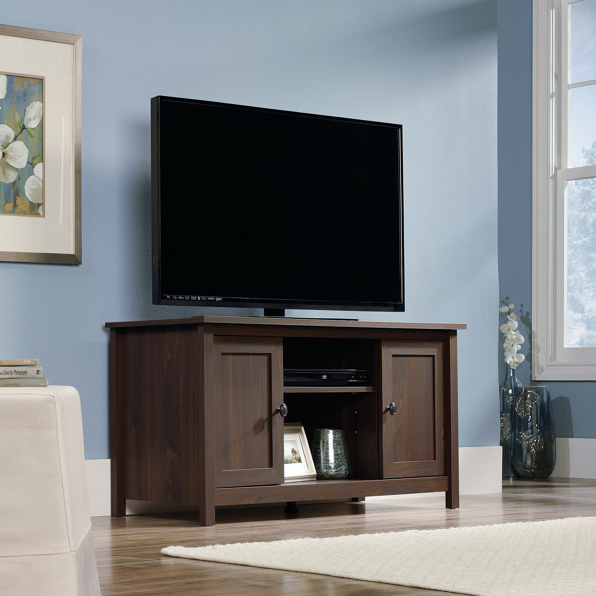 Sauder County Line TV Stand for TVs up to 47'', Rum Walnut