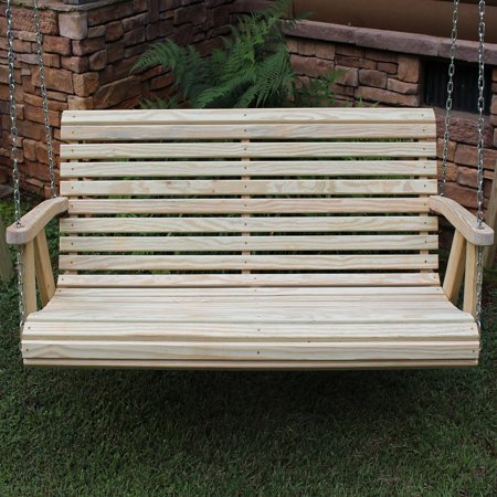 Patio 4 Ft Outdoor Garden Lawn Patio 4 Ft Natural Finish Roll Back Style Amish Heavy Duty 700 Treated Pine Porch Handcrafted Swing ()