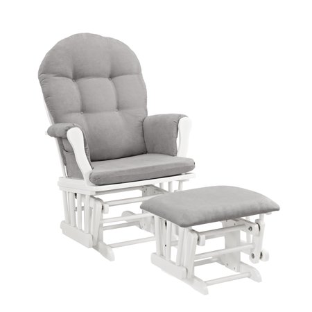 Angel Line Windsor Glider and Ottoman White Finish and Gray (Best Nursery Chairs 2019)