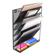 Wall Files Wall Mount File Organizer Holder 5 Pocket Metal Mesh Hanging Folder Magazine Mail Rack For Office
