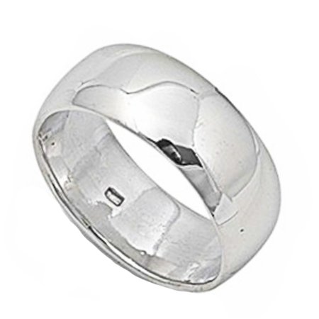 9 Mm Round Ring - Round Plain Solid Wedding Band 9 MM .925 Sterling Silver Ring Sizes 5-14