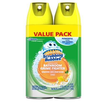 Scrubbing Bubbles Flushable Wipe - Scrubbing Bubbles Bathroom Grime Fighter Aerosol, Citrus, 20 oz, 2 count