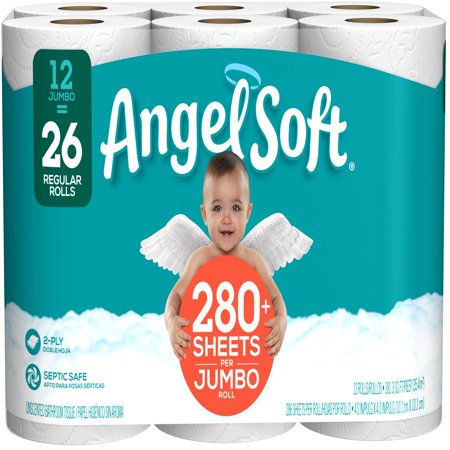 - Angel Soft Toilet Paper, 12 Jumbo Rolls