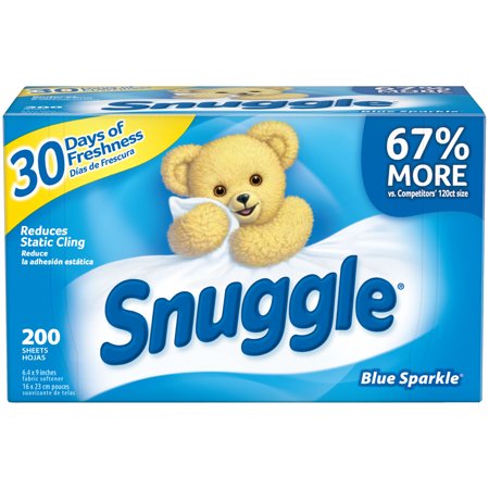 Snuggle Fabric Softener Dryer Sheets, Blue Sparkle, 200 (Best Smelling Dryer Sheets)