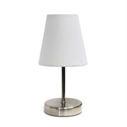 Battery Ed Table Lamp Sand Nickel Mini Basic Table Lamp With Fabric Shade