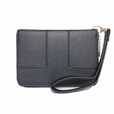 Golden Wild Print Wallet - Ferrara Women Saffiano Leather Credit Card Wallets to Organize Your Cash,Card,and all your essentials with Removable Wristlet Strap,Zipper Clutch Purse