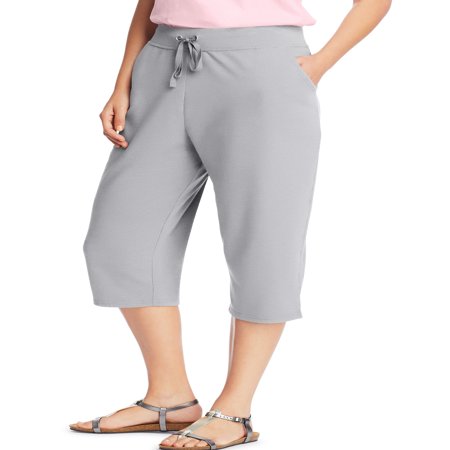 Just My Size Women's Plus-Size French Terry Pocket Capri 2-pack, Value ...
