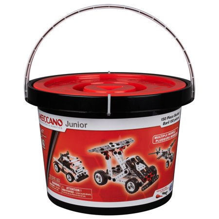 - Meccano Junior, 150-Piece Bucket S.T.E.A.M. Building Kit with Real Tools, for Ages 5 and Up