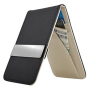 Men S Money Clips - black gray mens faux genuine leather silver money clip wallets id credit !   card holder