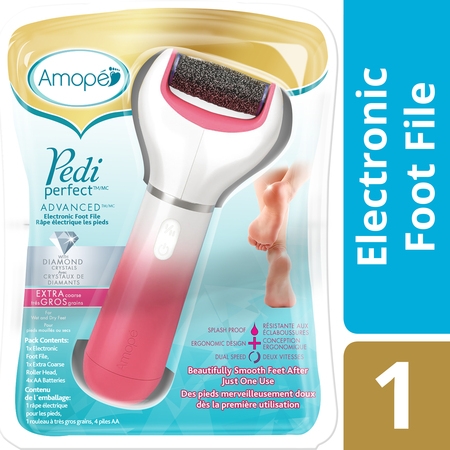 Amope Pedi Perfect Advanced Electric Foot File for Callus Removal and Foot Care, Regular Coarse (Packaging may