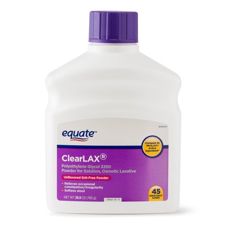 Equate ClearLAX Polyethylene Glycol 3350 Laxative Powder, 45 Doses ...