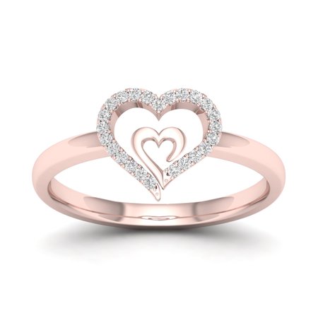 1/10Ct TDW Diamond 10k Rose Gold Heart in Heart Fashion