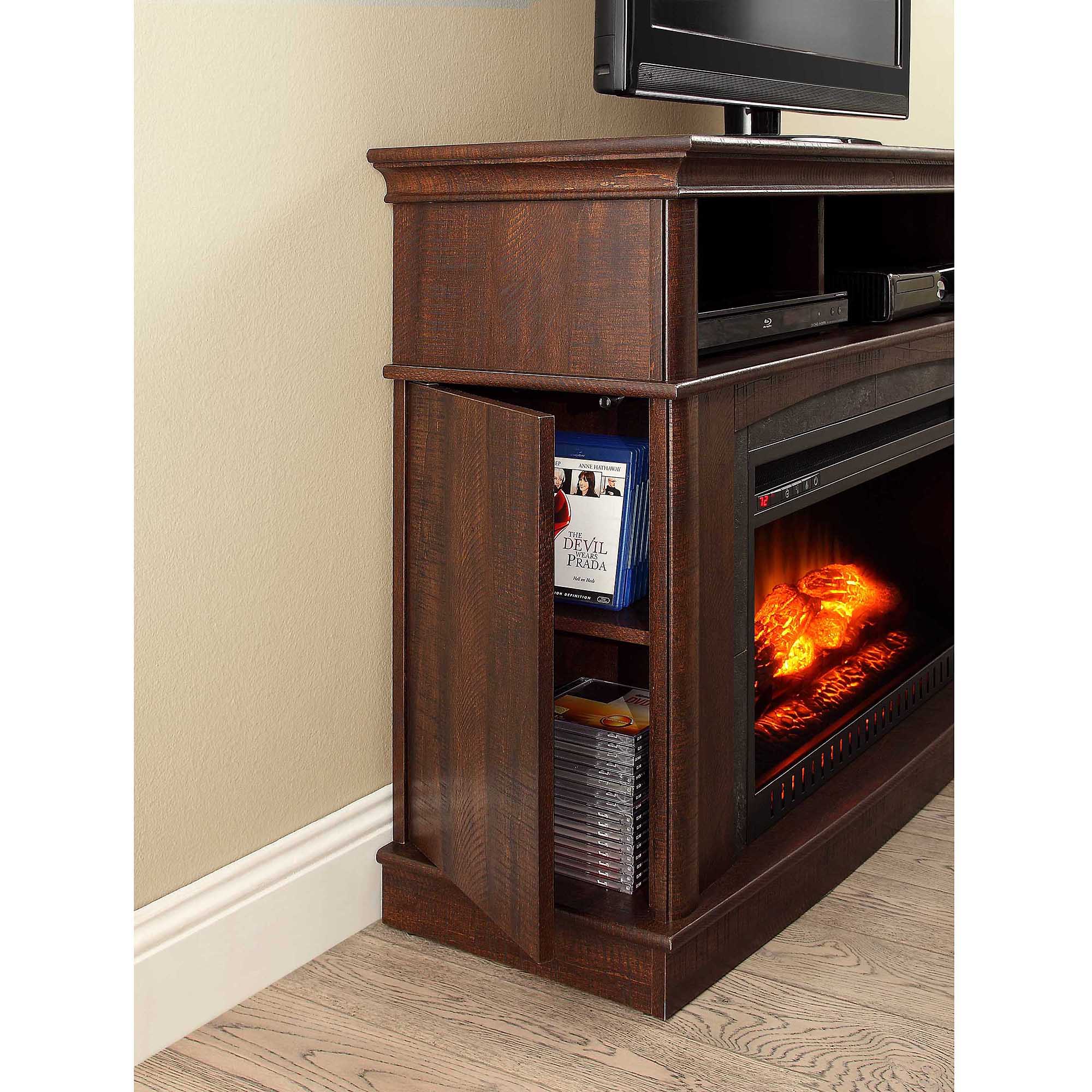 Whalen Media Fireplace Console, Rustic Brown