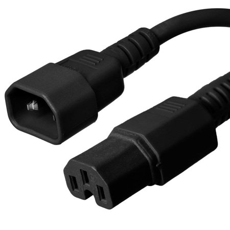 Poker Card Box - C14 to C15 Power Cord - 1 Foot, Black, 15A/250V, 14/3 AWG - Iron Box Part # IBX-4913-01