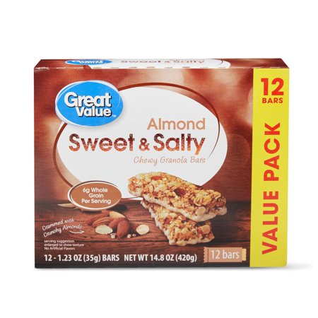 Sweet And Salty Granola - Great Value Sweet & Salty Chewy Granola Bars, Almond, 12 Count